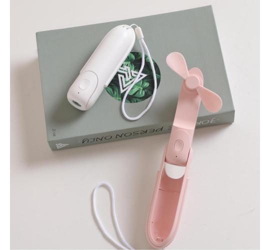 Handheld Fan, 3 IN 1 Mini Portable USB Rechargeable Pocket Fan, Battery Operated Fan with Power Bank and Flashlight Feature for Women, Travel(white)