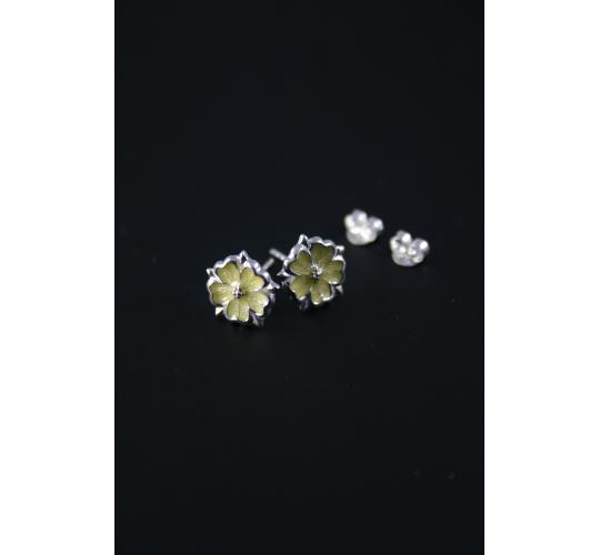 Earrings - Silver & yellow Enamel Lancashire Rose Stud Earrings - Joblot 10