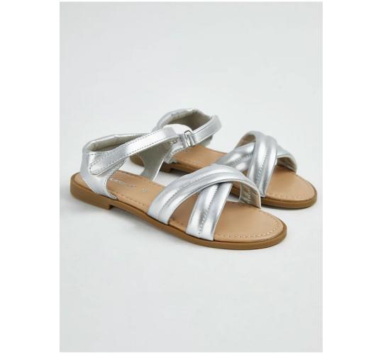 One Off Joblot of 5 Girl's Ex-Chainstore Silver Cross Strap Sandals