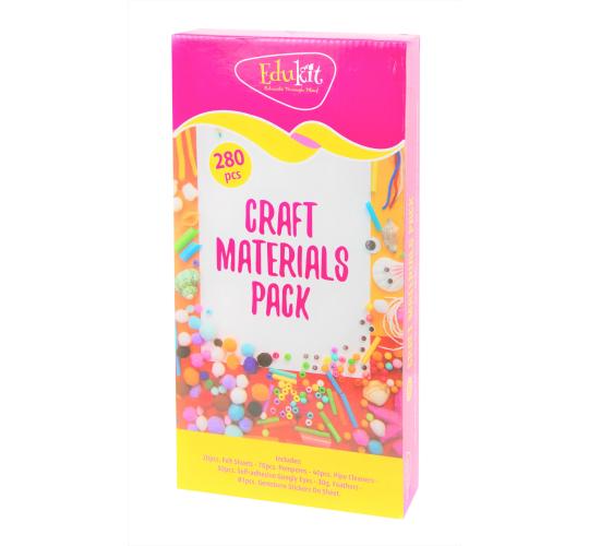 Edukit  Crafting Kit - 280 Pieces - Inc Pipe Cleaners, Pompoms, gems, Googly Eyes, Felt & Feathers -