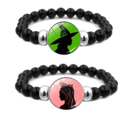 20pcs-Wicked Witch Inspired Elphaba & Glinda Friendship Beaded Bracelets-Black|GCJ750BR-Black |UK SELLER