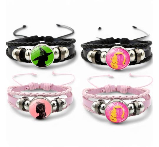 20pcs-Wicked Witch Inspired Elphaba & Glinda Friendship Faux Leather Bracelets|GCJ750BRFL-5pcs Each|UK SELLER