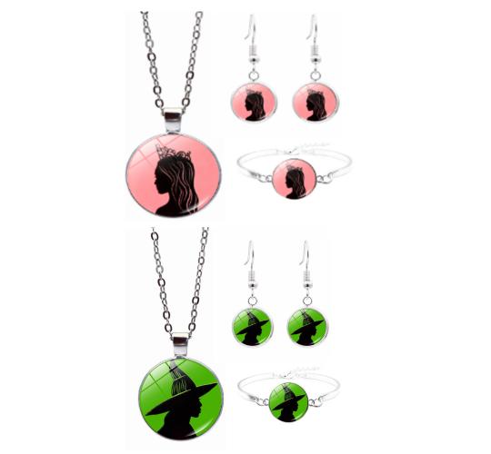 60pcs-Wicked Witch Inspired Elphaba & Glinda Necklace, Earrings and Bracelet Tri Set-10 Sets Each Design|GCJ750-TriSet|UK SELLER