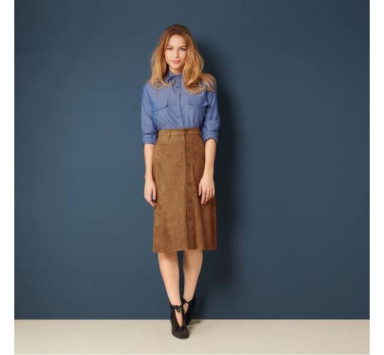 Wholesale Job Lot of 48 Avon Tan Faux Suede Button Through Skirts