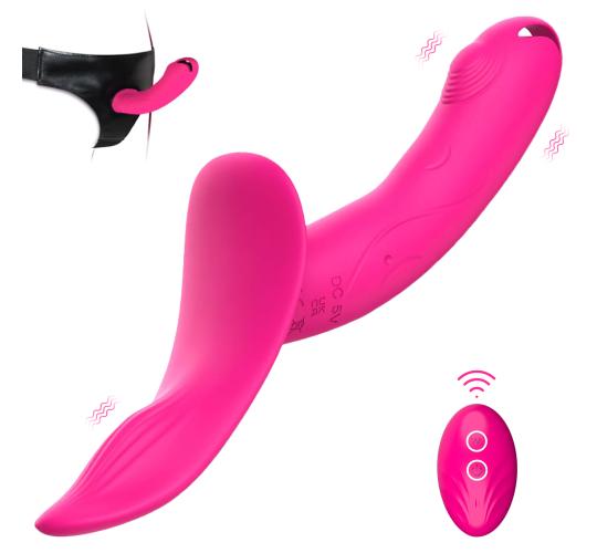 10pcs-Double Vibrating Strap-On Dildo Wear on with Remote Control - Random Strap Colour|GCAP201/1002|UK SELLER