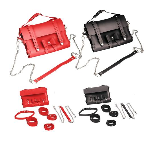 10pcs-Bondage Transform Set Crossbody Shoulder Bag Detachable Handcuffs Ankle Straps Collar Body Restraint BDSM - Random|GCSM040-Black/Red|UK SELLER
