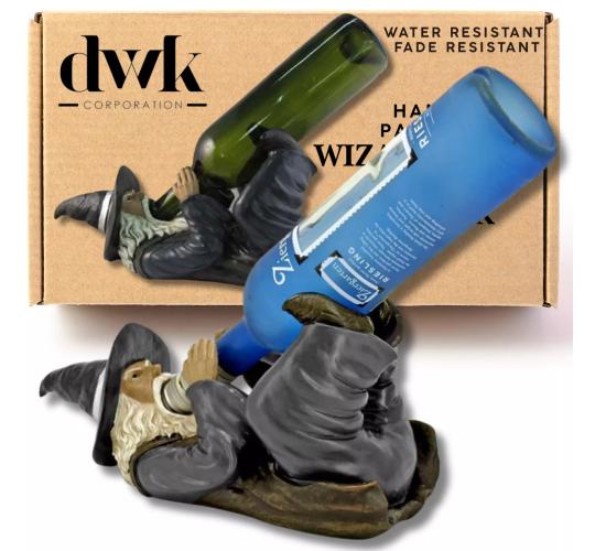 Drunken Wizard Wine Bottle Holder Novelty Resin Single Bottle Fantasy Guzzler