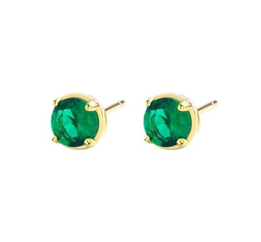 10 Pairs - S925 Sterling Silver Emerald CZ Stud Earrings 14K Yellow Gold Plated|GCJSE142|UK SELLER