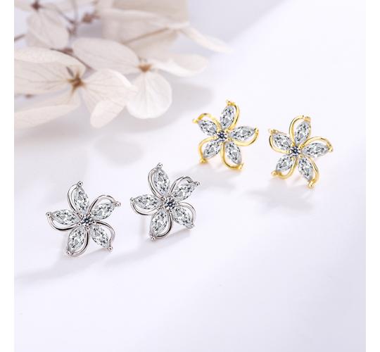 20 Pairs - S925 Sterling Silver Marquise Flower Studs C/Z Stud Earrings|GCJSE128|UK SELLER
