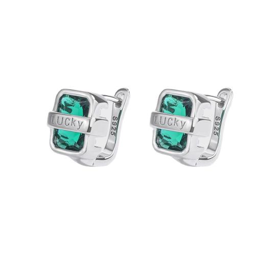 10 Pairs - S925 Sterling Silver Lucky Emerald Huggies Earrings with Cubic Zirconia|GCJSE111|UK SELLER