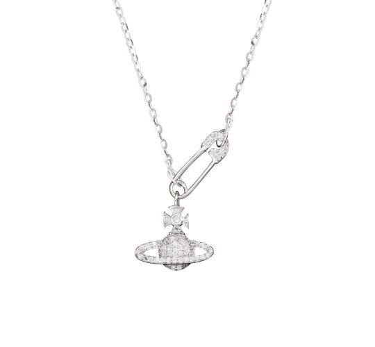 10pcs - S925 Sterling Silver Vivienne Westwood Inspired  Diamante Pin Orb C/Z Pendant Necklace|GCJSN100|UK SELLER