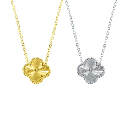 20pcs - S925 Sterling Silver Lucky Clover Four Leaf Pendant Necklace White Gold 14K Yellow Gold Plated|GCJSN099|UK SELLER