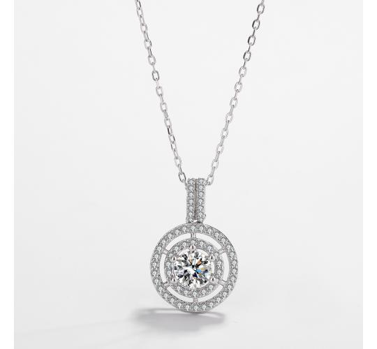 10pcs - S925 Sterling Silver Halo Round C/Z Pendant Necklace|GCJSN063|UK SELLER
