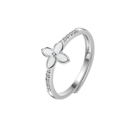 10pcs - S925 Sterling Silver Clover Four Leaf C/Z Open Adjustable Ring|GCJSR056|UK SELLER