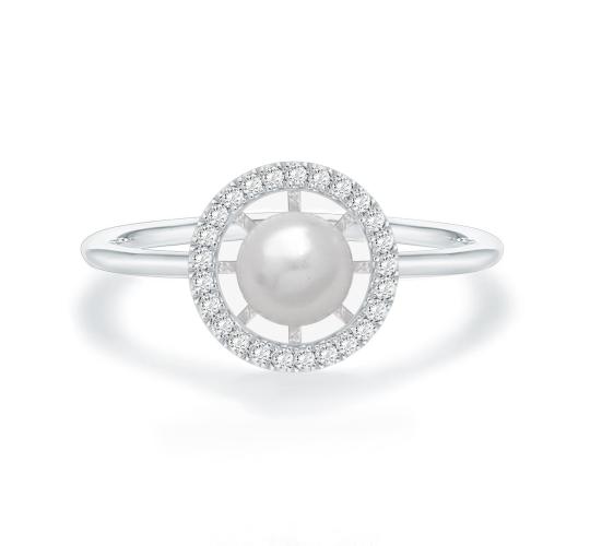 10pcs - S925 Sterling Silver Freshwater Pearl C/Z Halo Open Adjustable Ring|GCJSR054|UK SELLER