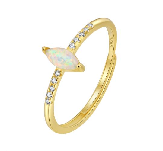 10pcs - S925 Sterling Silver Vintage Inspired Marquise Opal Ring-Gold|GCJSR044-Gold|UK SELLER