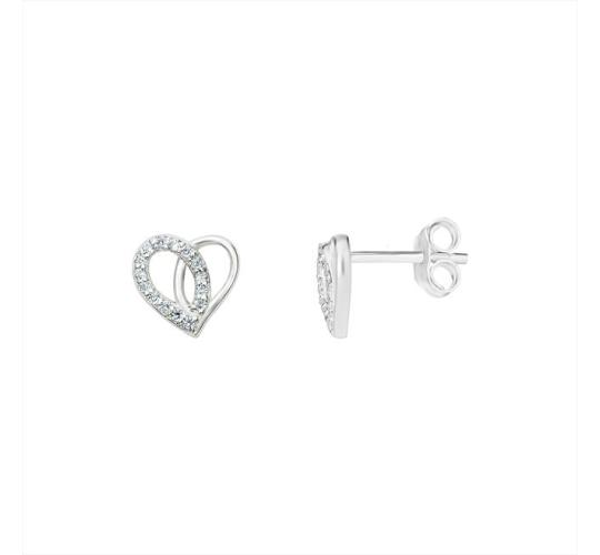 10 Pairs - S925 Sterling Silver Cubic Zirconia 8mm x 8mm Heart Stud Earrings|GCSE523B|UK SELLER