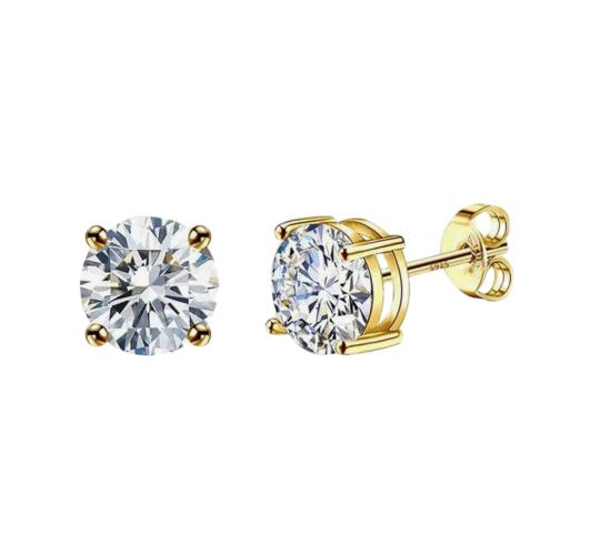 10 Pairs - S925 Sterling Silver CZ Stud Earrings 14K Yellow Gold Plated 3.5mm|GCJSE083|UK SELLER