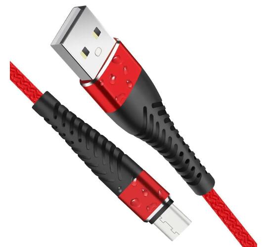HeavyDuty Braided USB-A to TYPE-C Charging Cable Black/Red/Silver/Blue 20CM/1M (Pack of 100)