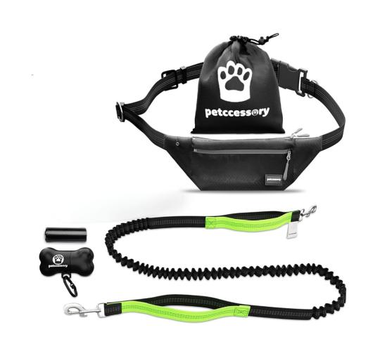 Petccessory Hands Free Dog Lead - with Adjustable Waist Belt, Reflective Bungee Dog Lead - Perfect for Walking, Jogging, and Running with a Dog