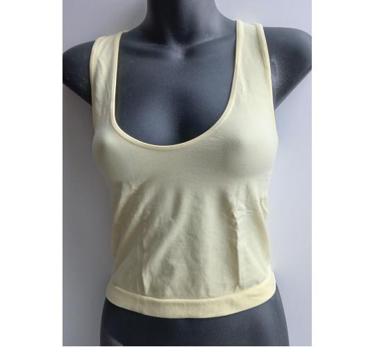      SEAMFREE STRETCHY SLEEVELESS TOP UK sizeS M  in Lemon Limited Edition SCOOP NECKLINE