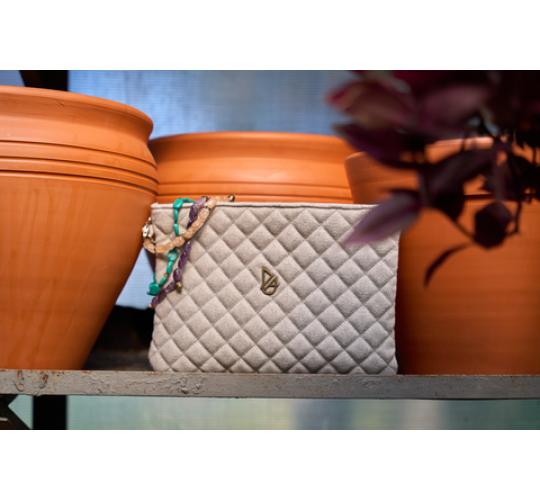 15 X Large Designer Handcrafted Cotton-Wool Clutch Bags with Natural Stone Strap