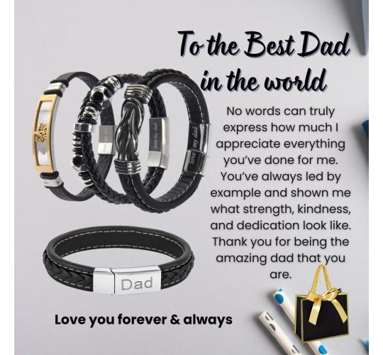 20 Sets-Dad Bracelet Leather Engraved Love My Dad with Best Dad Message|GCJ043,GCJ447,GCJ449,GCJ450-Best Dad|UK SELLER
