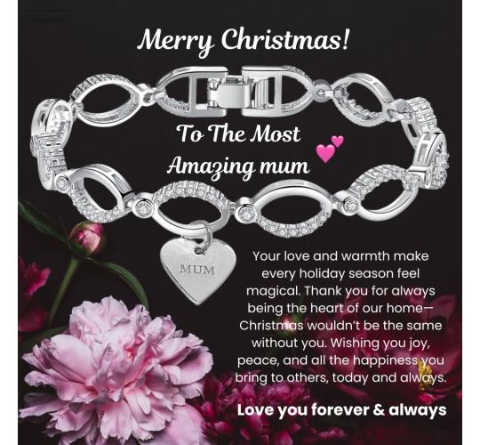 12 Sets-Infinity Bracelet for Mum with Christmas Messsage-Gold, Rosegold and Silver|GSVB061-Mum-Christmas MSG|UK SELLER