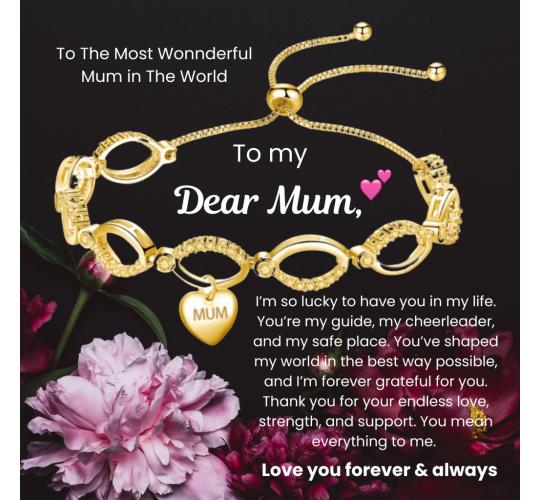 12 Sets-Infinity Bracelet for Mum with To My Mum Messsage-Gold, Rosegold and Silver|GSVB061-Mum-To My Mum MSG|UK SELLER