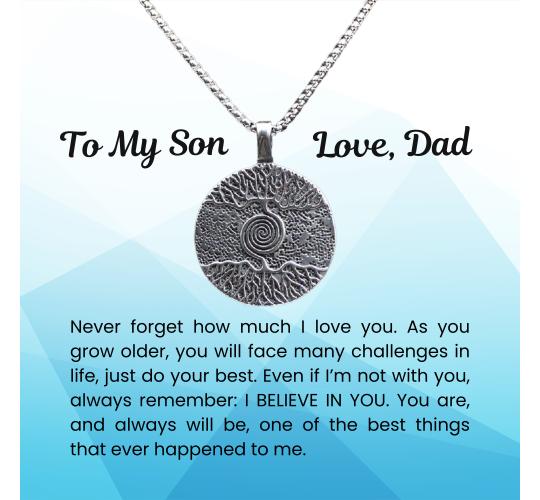 12pcs-Gift for Son Stainless Steel Necklace Personalised Message from Mum Dad|GCJ595-To My Son-MSG|UK SELLER