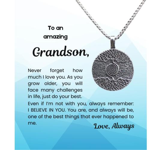 12pcs-Gift for Grandson Stainless Steel Necklace Personalised Message|GCJ595-To My Grandson-MSG|UK SELLER