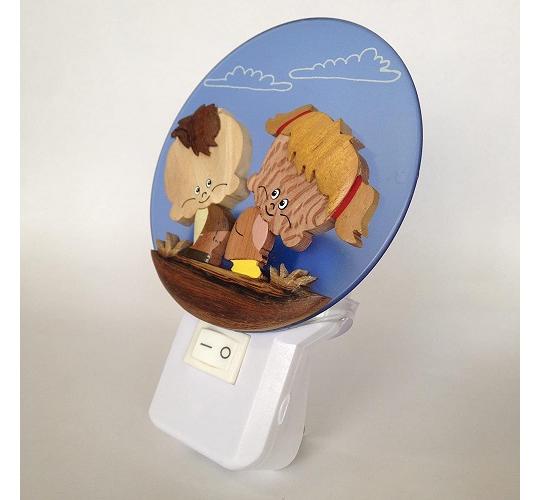 10 x Hand Made wood Dim Night Lights 1w Boy & Girl Design