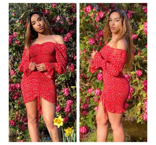 One Off Job Lot of 22 Brown Sugar Wear Red Floral Ruched Dress