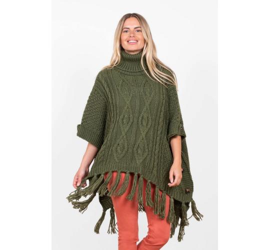 Wholesale Job Lot of 4 Brakeburn Women's Khaki Tassels Poncho