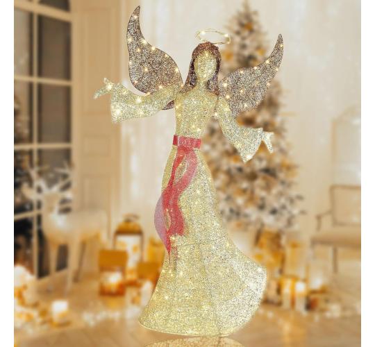 Pallet of 22 Christmas Outdoor Decoration 5FT Gold Angel Lights 120 LED XMAS Lights