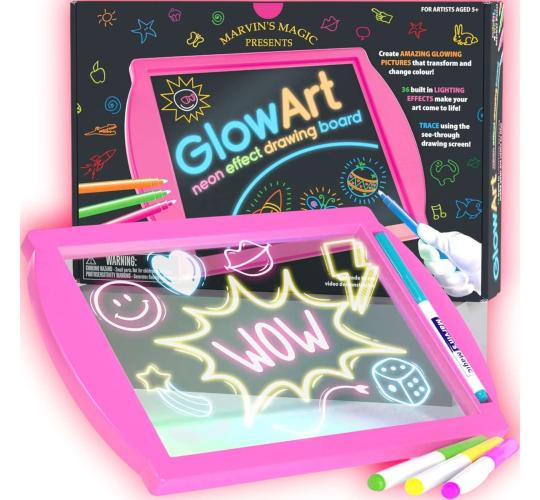 30x Marvin's Magic - Glow Art Light Up Kids Drawing Tablet - Children's Art Set - Includes Neon Effect Drawing Board with A Built-in Stand and 4 Fluor