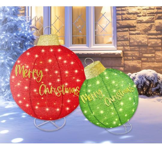 Pallet of 19x 2pc Lighted Pop-Up Outdoor Christmas Ornament Set XMAS Decorations with 200 LED Lights, 8 Lighting Modes,  - Red/Green