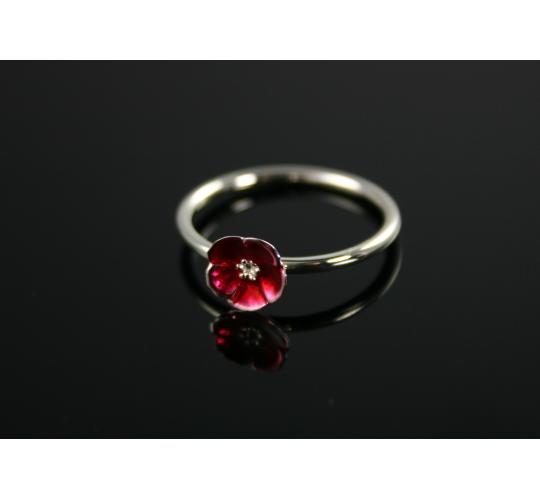 Sterling Silver & Red Enamel Poppy ring - Joblot of 44