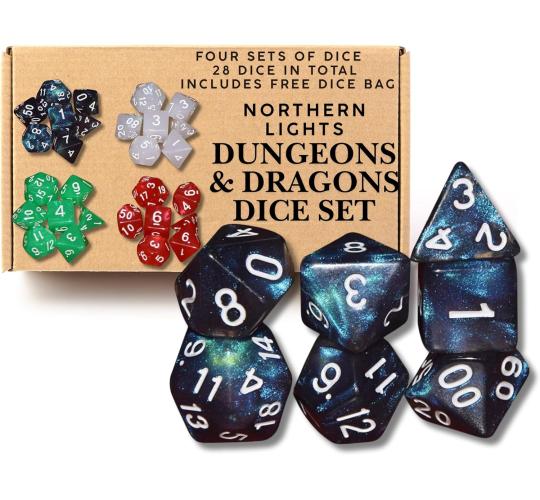 Space Themed x28 DnD Polyhedral Dice Set - Dungeons and Dragons Dice Sets with Free Dice Bagch