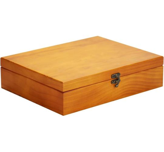 Wooden Storage Box with Hinged Lid and Latch 31cm x 25cm x 7cm