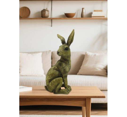 24cm Sitting Hare Bronze Resin Ornament 
