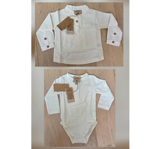 One Off Joblot Of 7 Egret White MeMiniBaby Boys Bodysuits and Shirt Sizes 3m-2yrs