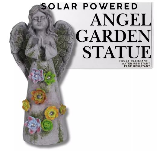 Solar Angel Garden Figurine Waterproof Garden Outdoor Statue Cherub Figurine
