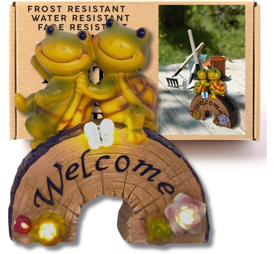 Turtle Garden Ornament - Solar Powered Garden Animals – Weather Resistant Statue Decor - Hand Painted Solar Tortoise Garden Ornament