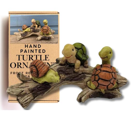 Turtle Garden Ornaments Outdoor - Gardening Gifts - Hand-Painted Resin, Frost & Fade Resistant Statue