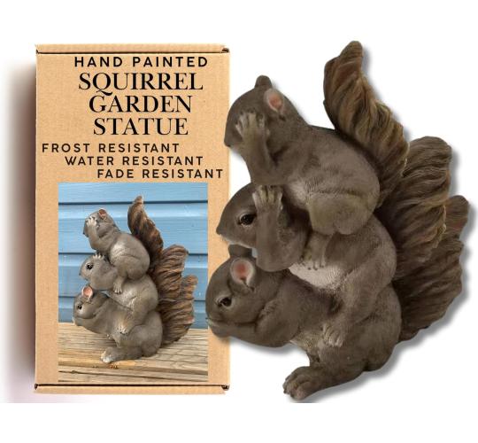 Realistic 30cm Squirrel Garden Ornaments Outdoor - Hand Painted Woodland Animals Decor - Intricate Detail Suitable for Indoor or Outdoor Use