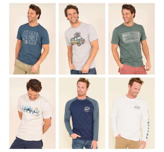 Wholesale Job Lot of 25 Men's Brakeburn Mixed T-Shirts - Great Variety!