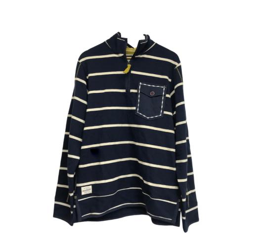 One Off Job Lot of 8 Men's Brakeburn Navy Stripe Pique Quarter Zip