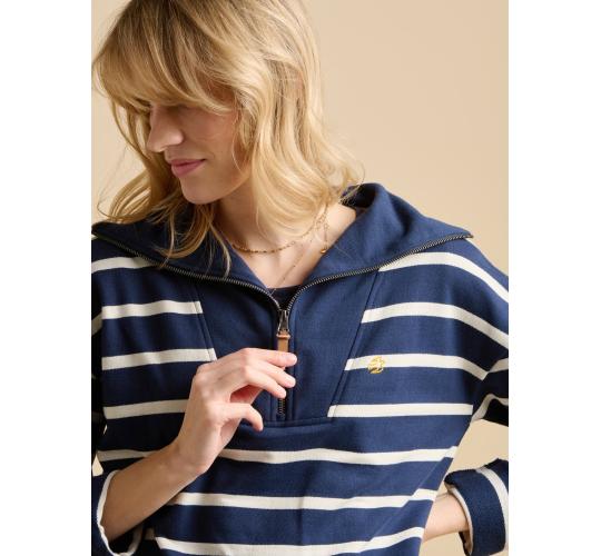 One Off Joblot of 6 Ladies Brakeburn Navy Stripe Quarter Zip Sweat