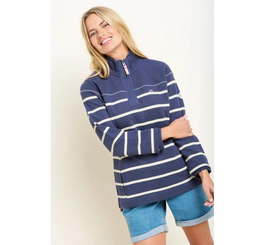 One Off Job Lot Of 8 Ladies Brakeburn Navy Stripe Quarter Zip
